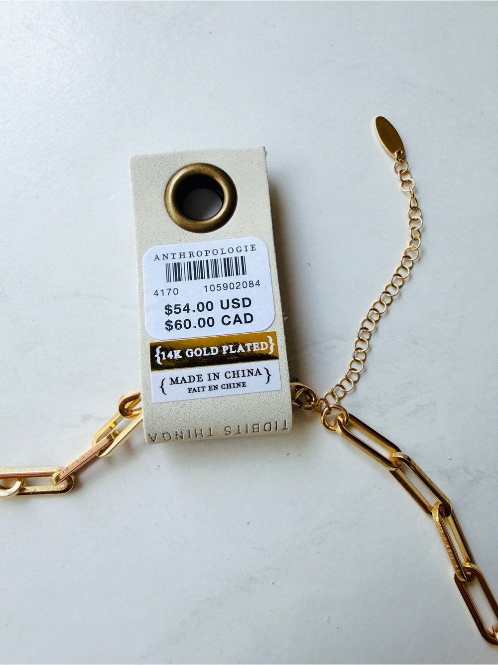 NWT Anthropologie Monogram Coin Pendant Chain Necklace Gold Letter M - Picture 3 of 6